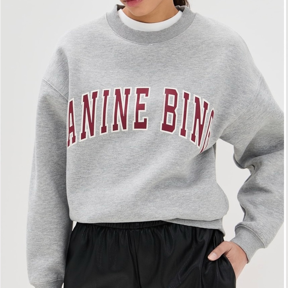 Anine Bing Gray Sweatshirt with Red Lettering